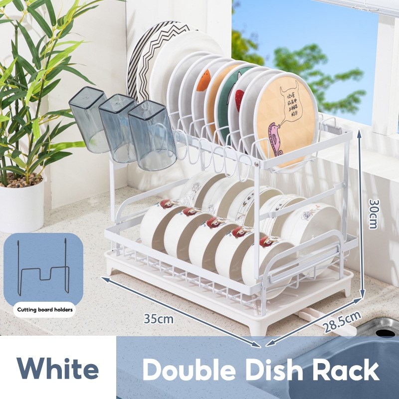 CHIT Dish Rack with Drip Plate Rotatable Drain Rack Stainless Dish ...