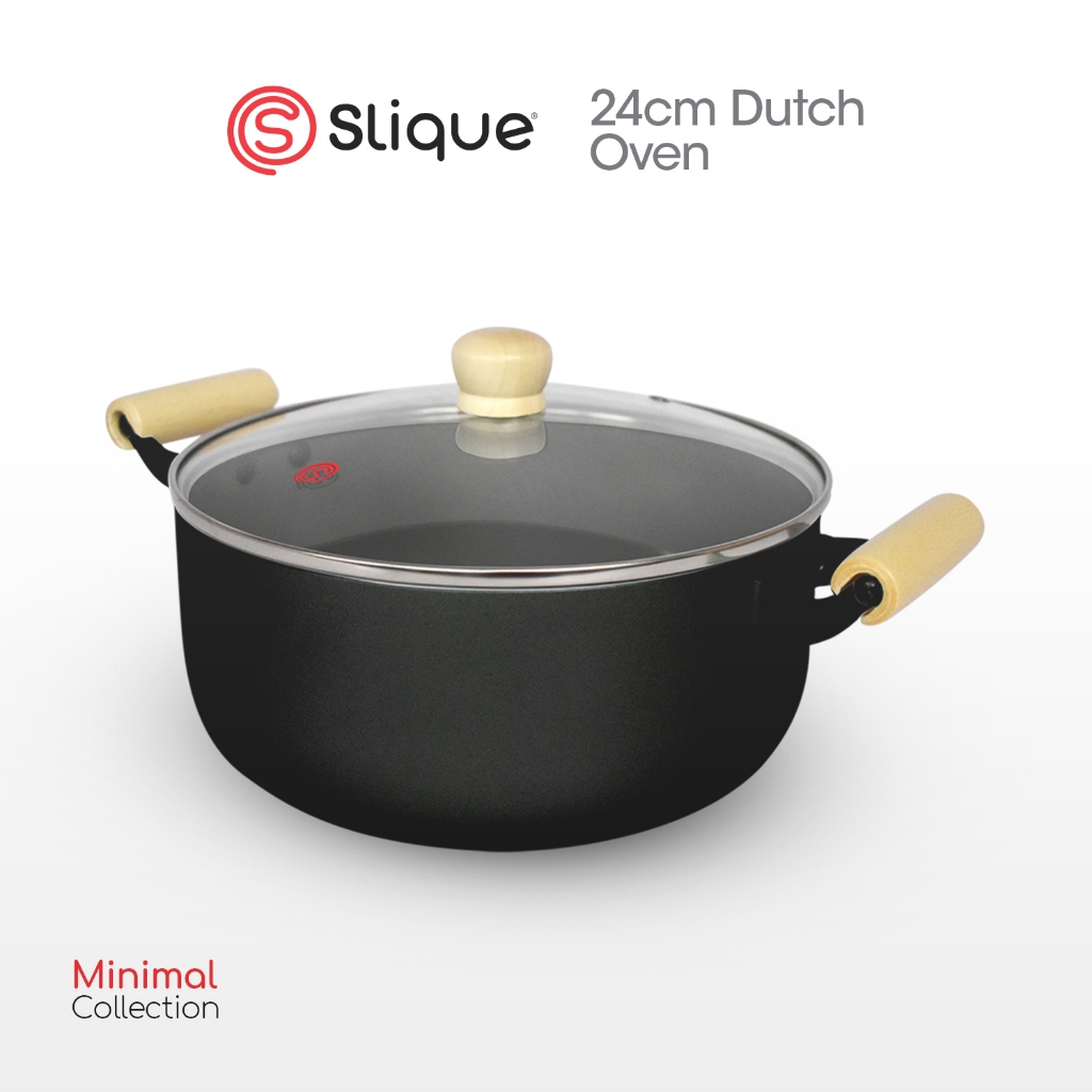 SLIQUE Dutch Oven Stainless Steel Non-Stick - Black Induction Base ...