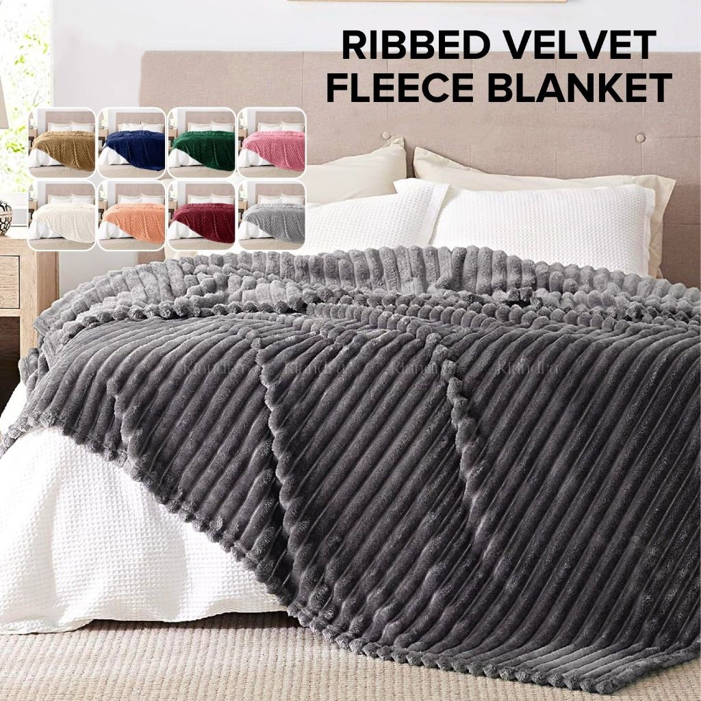 Thicker Queen Size Plain With Stripes Velvet Blanket Super Soft Fluffy  comfortable（150x200cm）(180x20