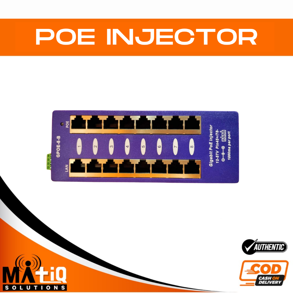 Gigabit Passive PoE Injector 8 Port 1000Mbps PoE Patch Panel For IP ...
