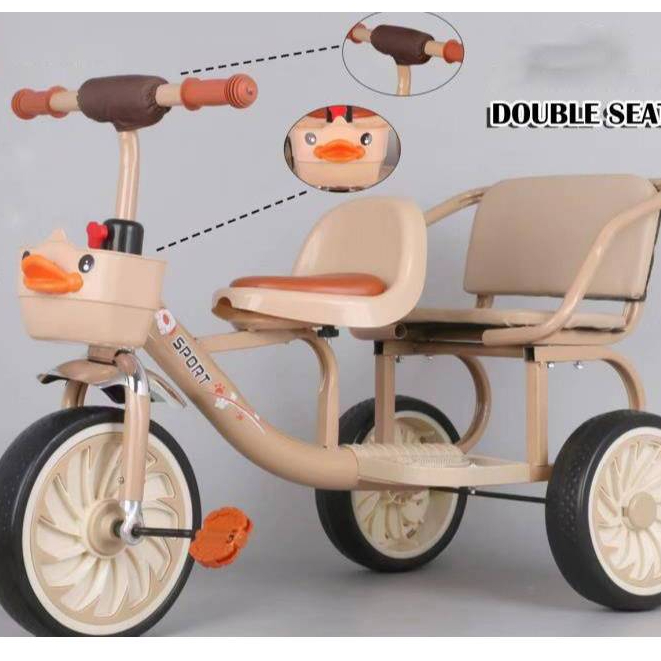 Toy Baby Wheel Cycle Kids Bicycle Twin Tricycle Bike Seater Rubber