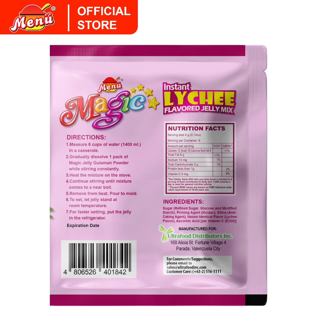 Menu Magic Instant Lychee Jelly Mix 24g x 10packs | Shopee Philippines
