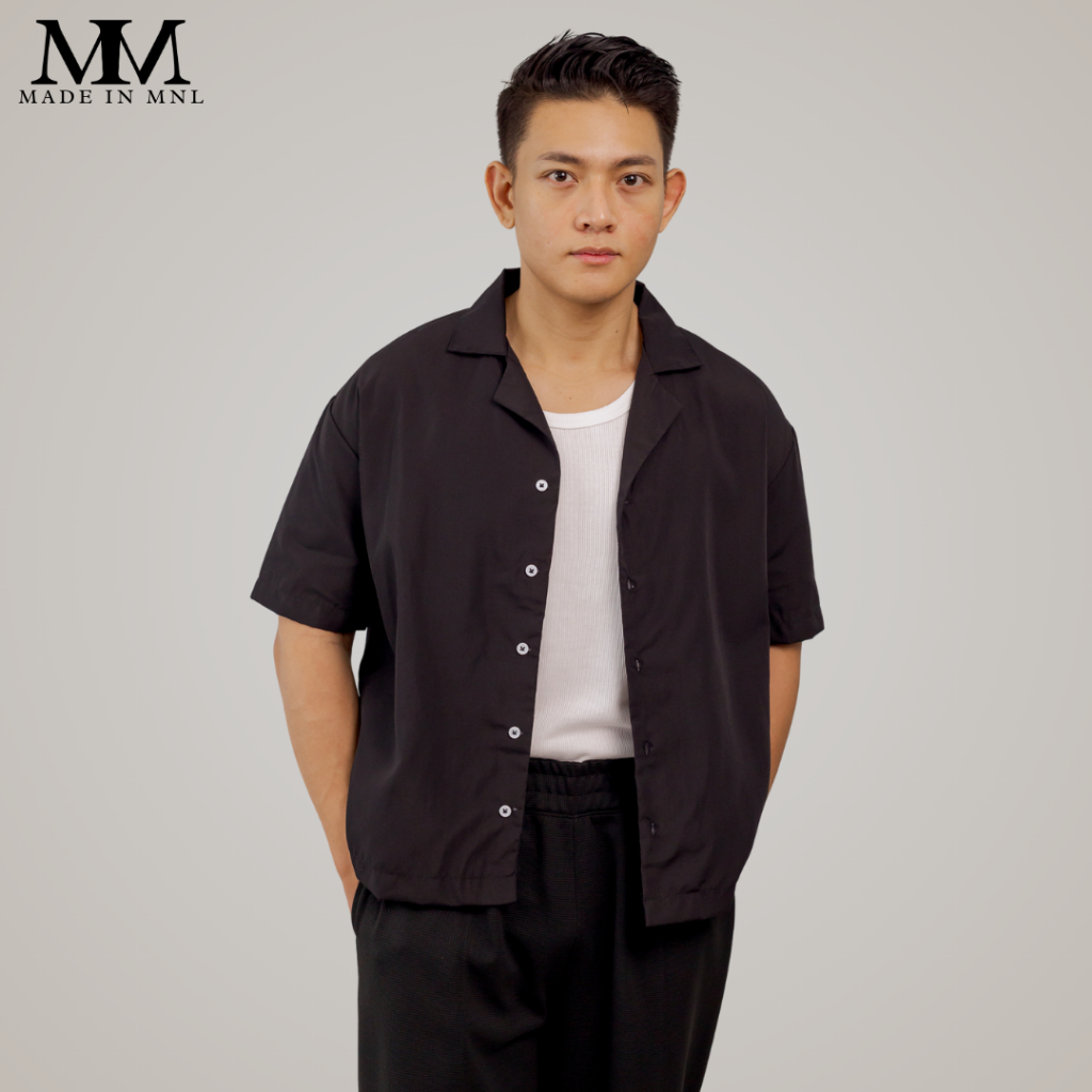 MadeInMNL Classic Boxy Crop Polo Button Down Menswear Top Short Sleeve Casual Shopee Philippines