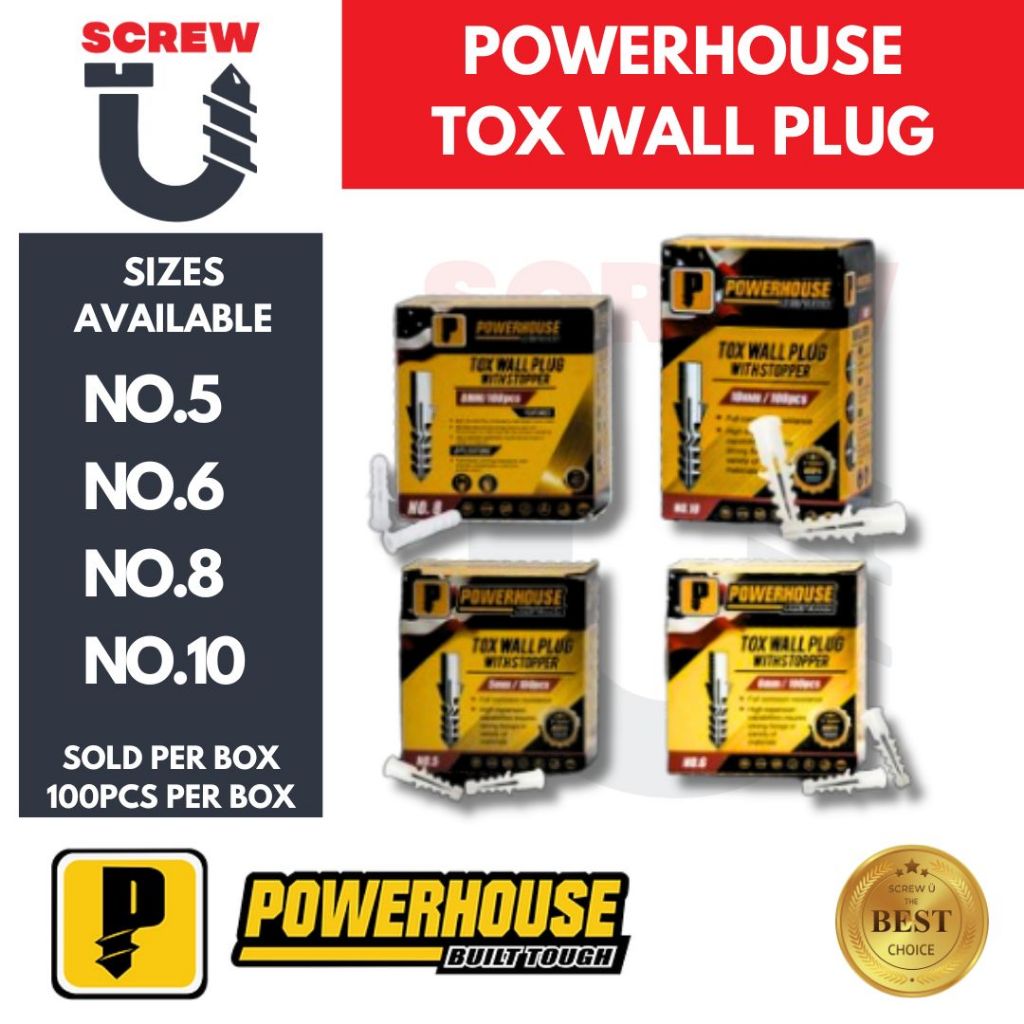 POWERHOUSE TOX WALLPLUG | No. 5, 6, 8, 10 & 12 (SOLD PER BOX) | Shopee ...