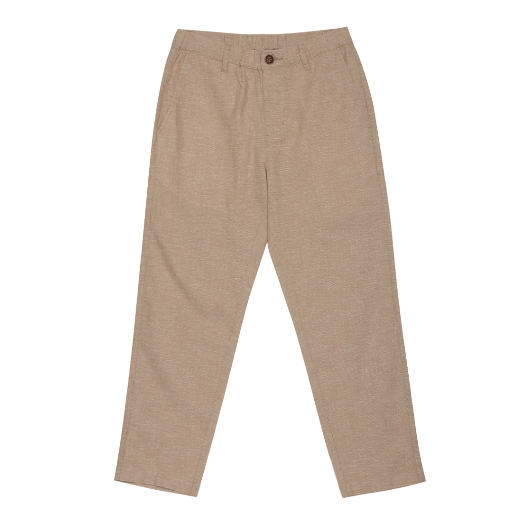 GIORDANO Men's Cotton Linen Low Rise Slim Tapered Crop Pants (01123202 ...