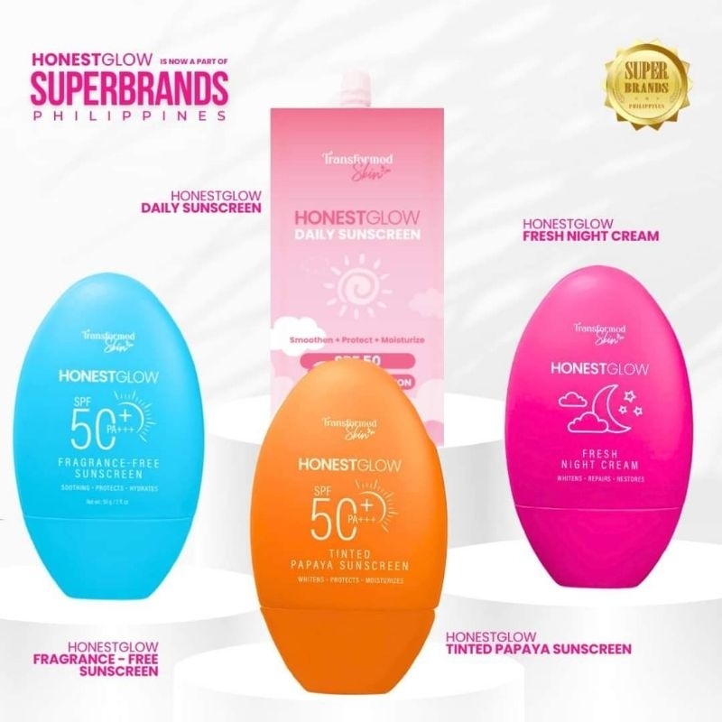 Honest Glow Daily Sunscreen SPF50, Tinted Papaya Sunscreen SPF50 ...