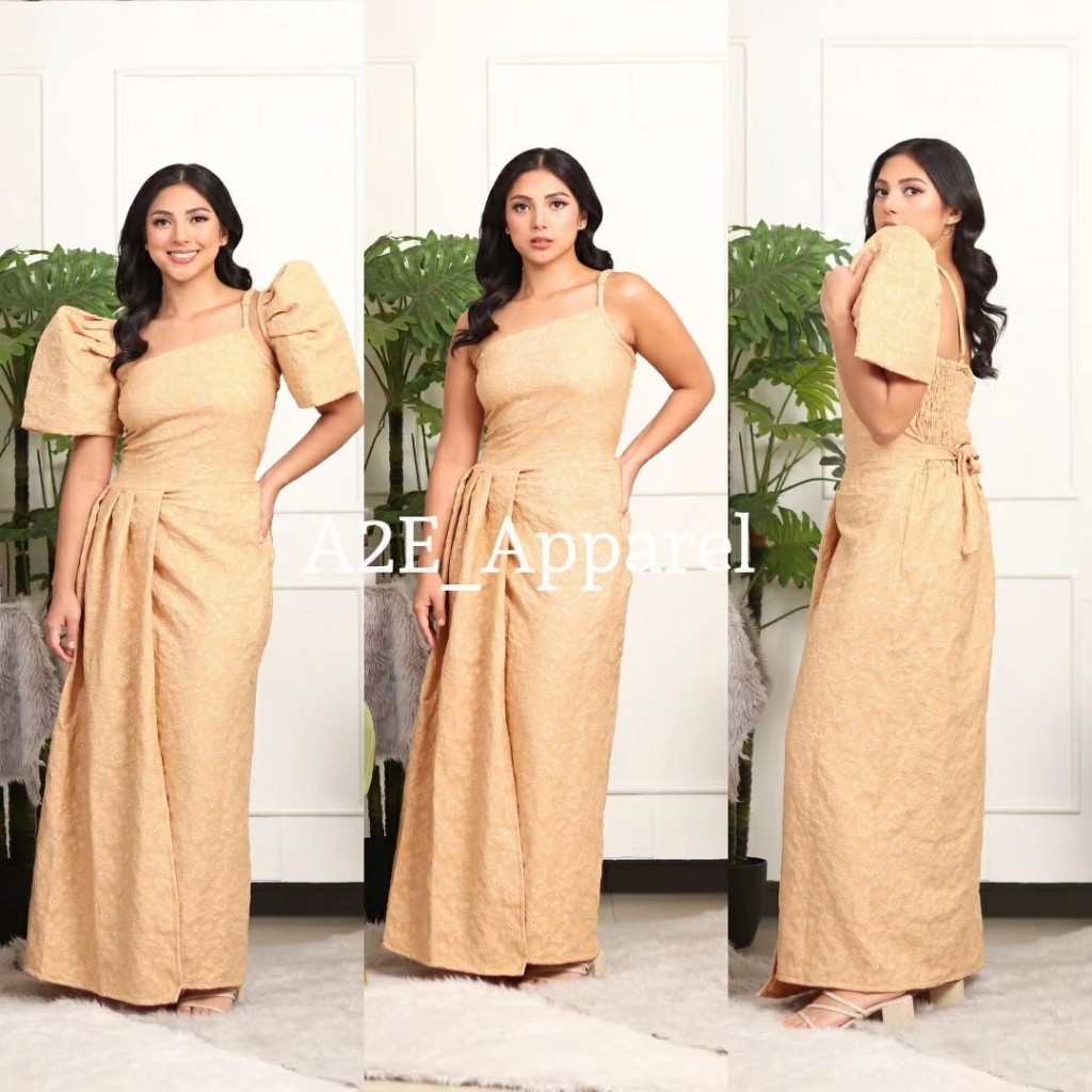 A2E | Amor Filipiniana Dress | Modern Filipiniana Maxi Dress with ...