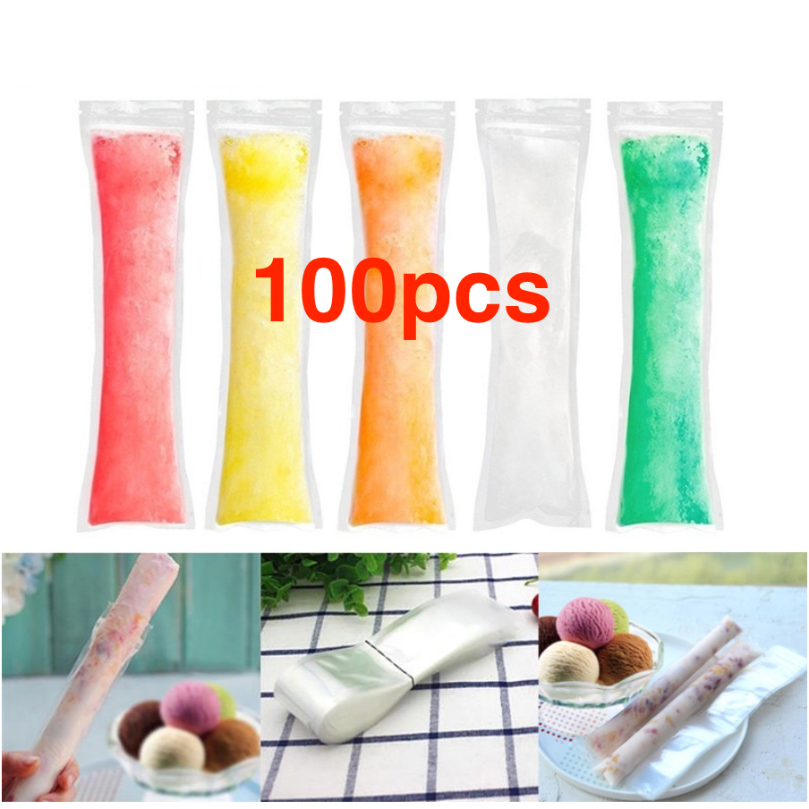 100pcs DIY Ice Popsicle Bag Cream Maker Mold Disposable Ice Pop Mold ...