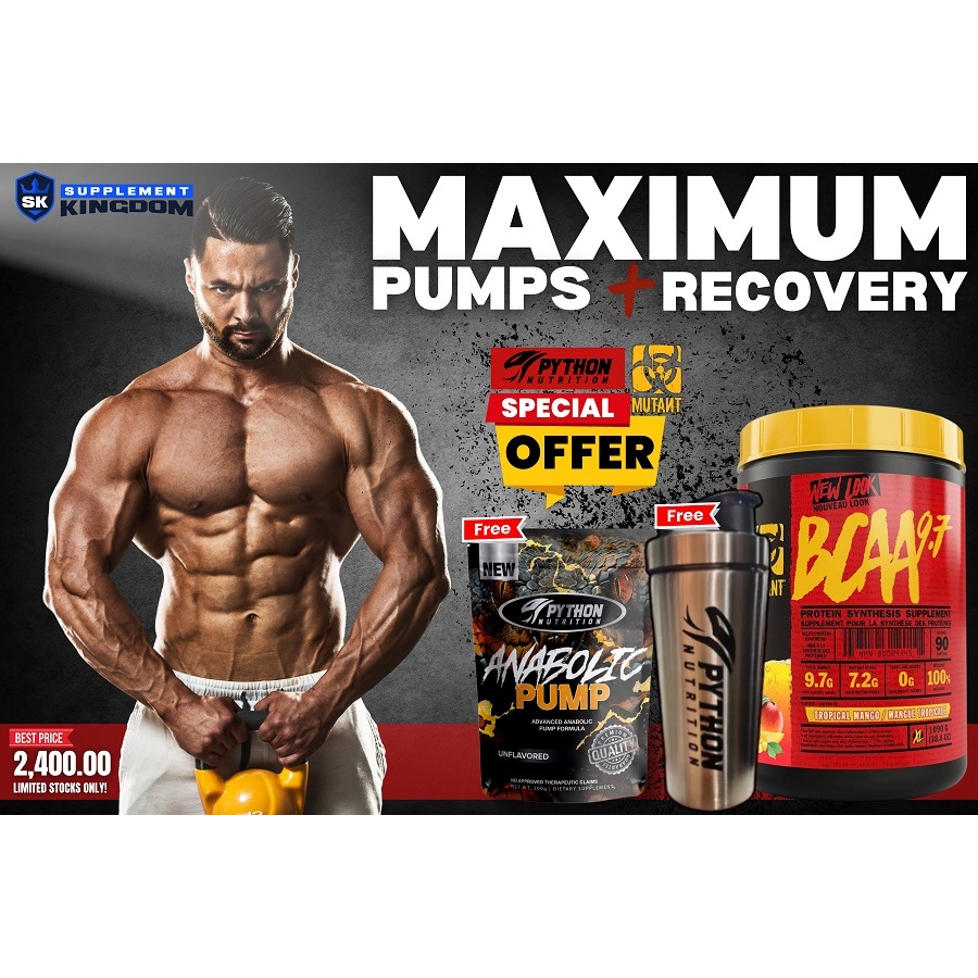 Mutant BCAA 9.7 90servings (FREE Python Nutrition Anabolic Pump ...