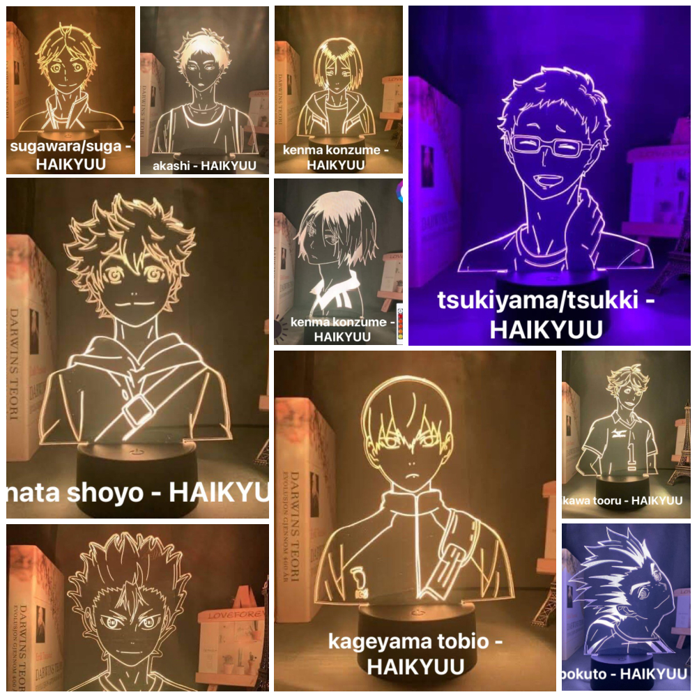 Luce notturna 3d Anime Haikyu Bokuto Luce per la decorazione della camera da letto Bambino Regalo di compleanno per bambini Manga Gadget Kotaro Bokuto Lampada Haikyuu