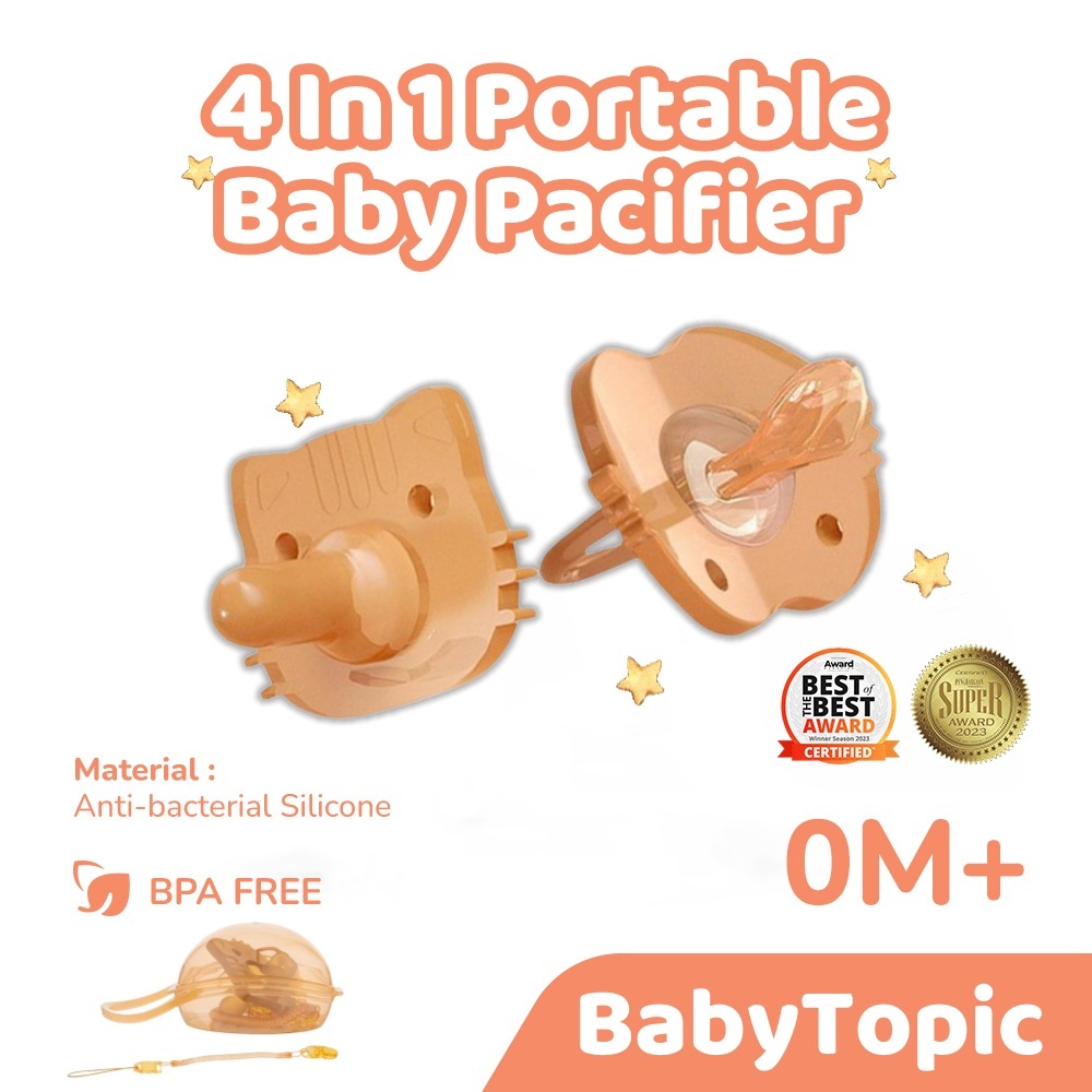 4 In 1 Portable Baby Pacifier Set Anti-drop Chain Nipple Box Silicone ...