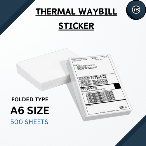THERMAL WAYBILL STICKER Fold 500 PCS/STACK 100mmx150mm A6 SIZE FOR