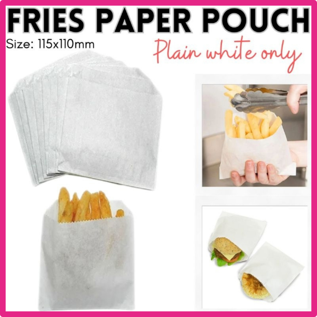 Plain Fries Paper Pouch 100pcs for Fries Onion Rings Cookies | Shopee ...