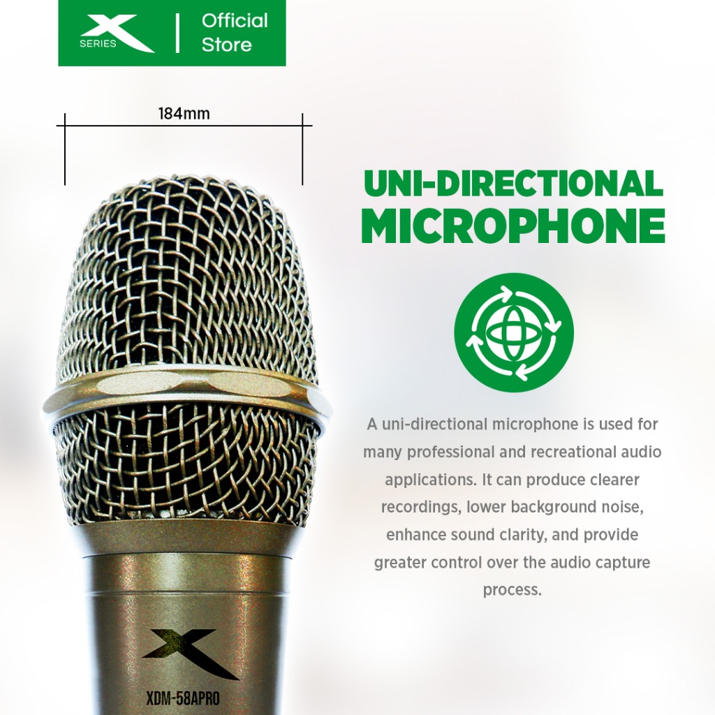 Xtreme/X-SERIES High End Dynamic Microphone w/7.5m Mic Cable microphone ...