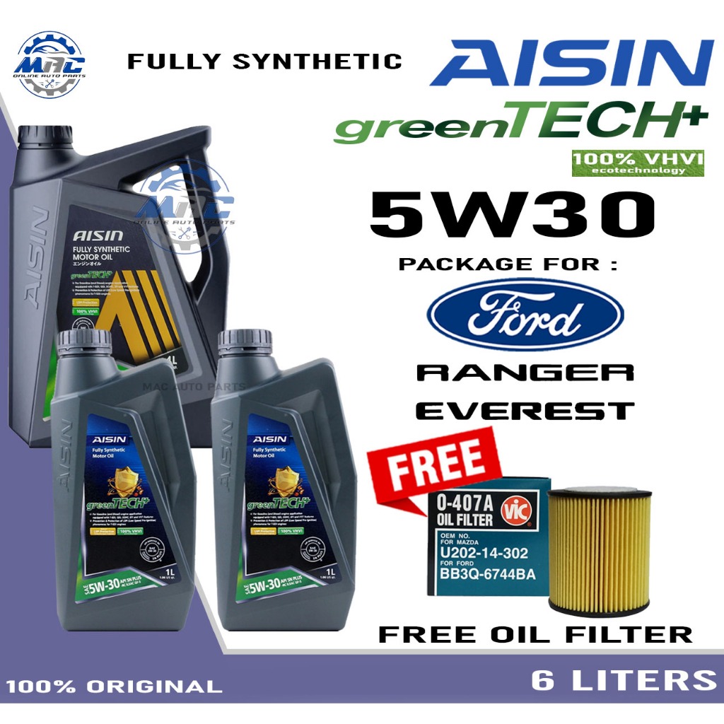 AISIN Fully Synthetic 5W-30 6 LITERS ENGINE OIL PACKAGE FORD EVEREST ...