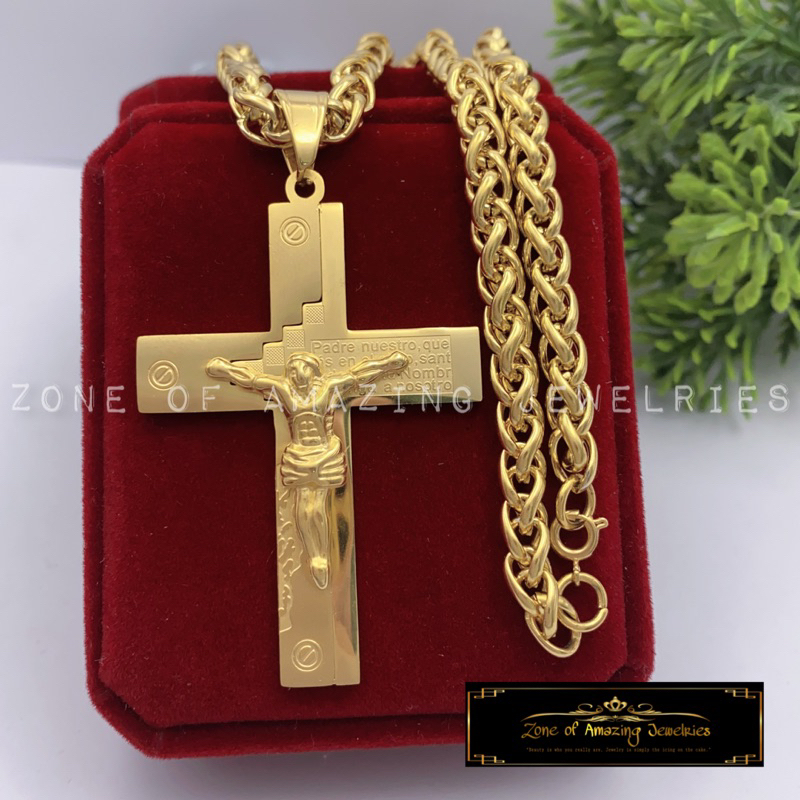 zoaj.ph Big Crucifix 3D Necklace with Tauco Chain | Shopee Philippines