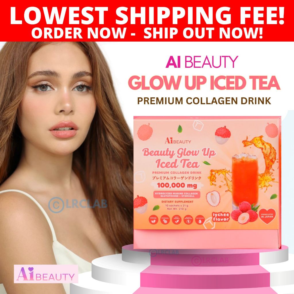 AiBeauty Glow Up Iced Tea 10 Sachets Collagen Drink with Gluta Crystal