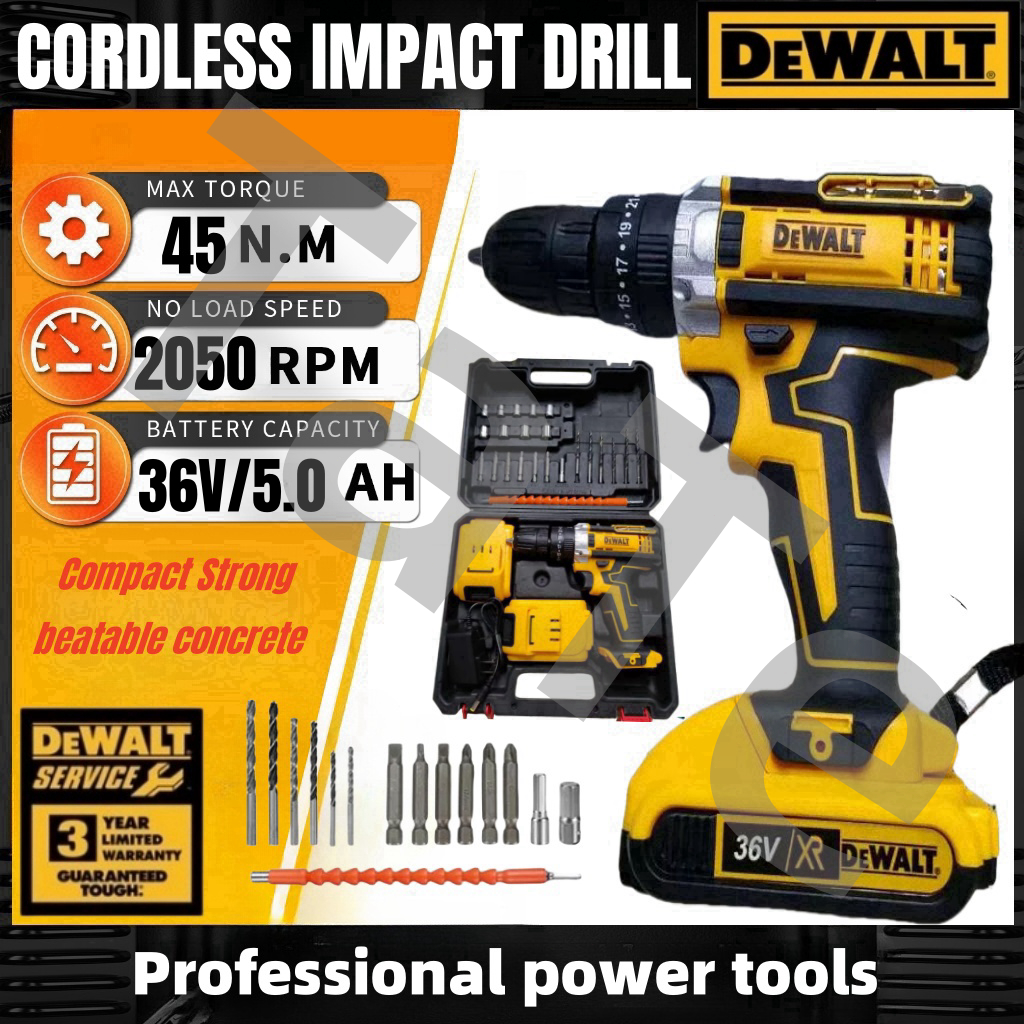Dewalt 36V Cordless Drill Hammer Impact Batteries with