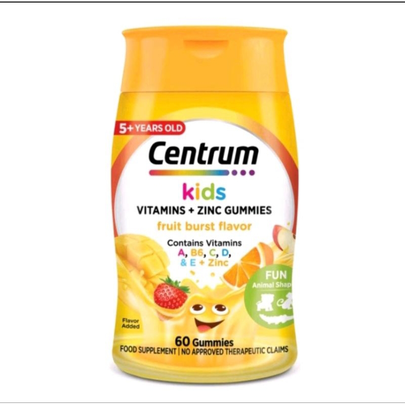 CENTRUM KIDS Vitamins + Zinc Gummies Fruit Burst Flavor 60s Supplement ...