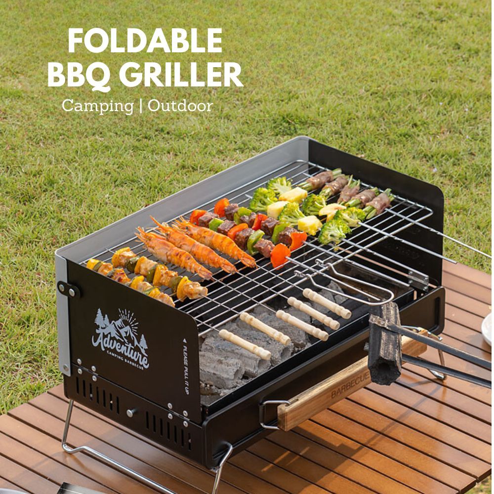 LOCAUPIN Foldable Charcoal Griller Outdoor Cooking Camping Picnic Beach ...