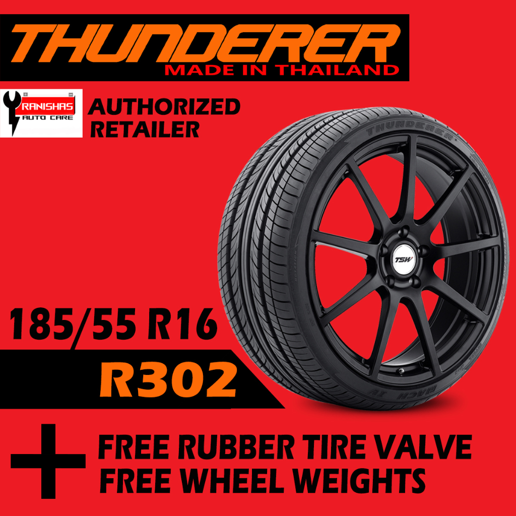 185/55R16 Thunderer R302 Tires 83V (Made in Thailand) with Free Rubber ...