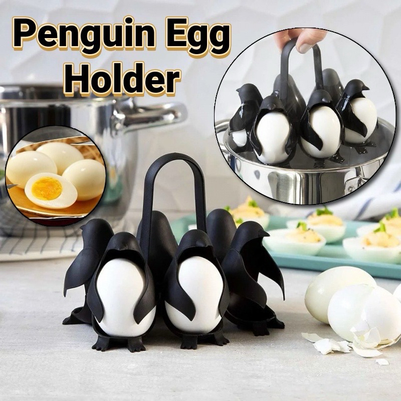 Cute Penguin Egg Holder 6 Girds Organizer Rotate Boiled Eggs Food Grade ...