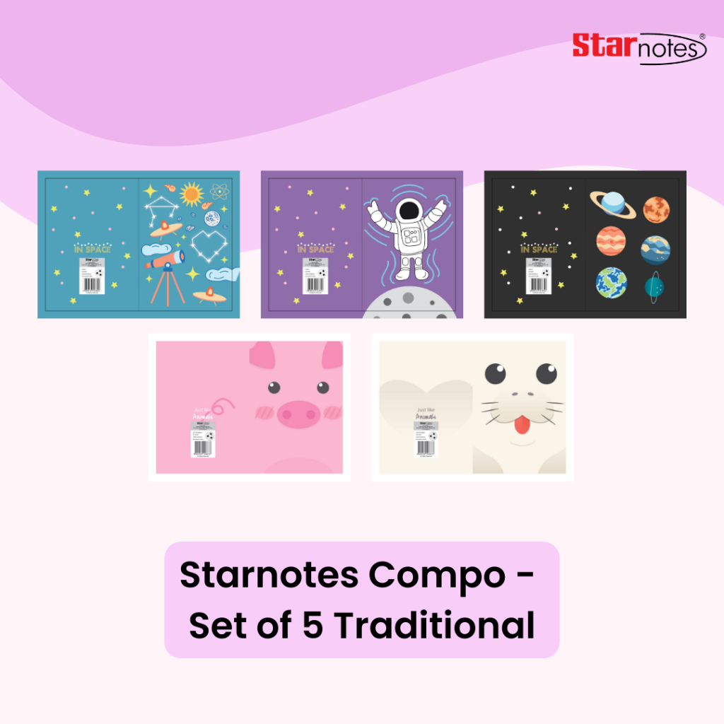 Starnotes Composition Notebooks - Set of 5 Traditional Designs | Shopee ...