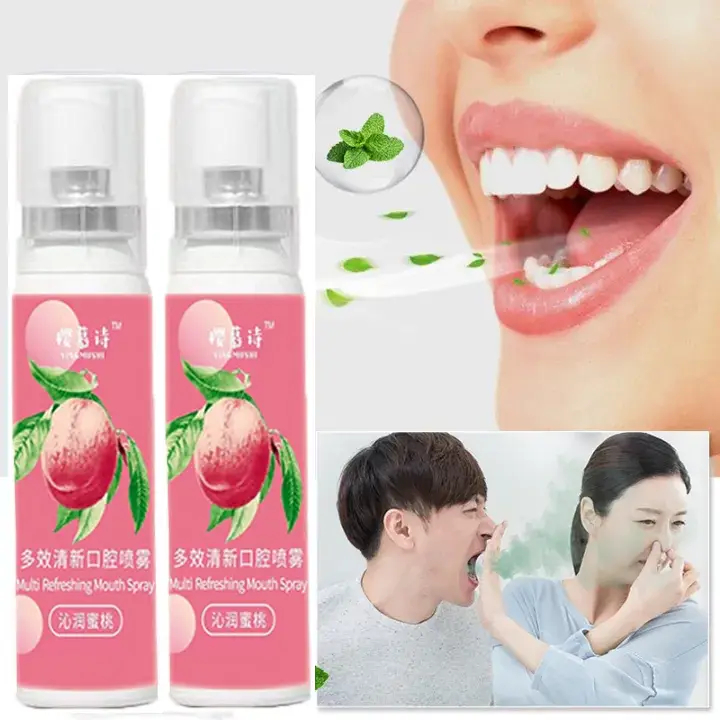 Portable Peach Mint Mouth Freshener Long Lasting Mouth Spray Breath ...