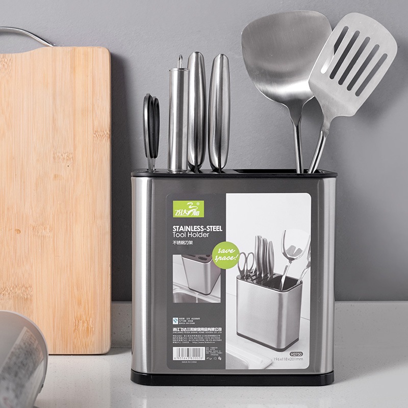 Kitchen Stainless Steel Knife Rack Storage Multifunctional Knife ...