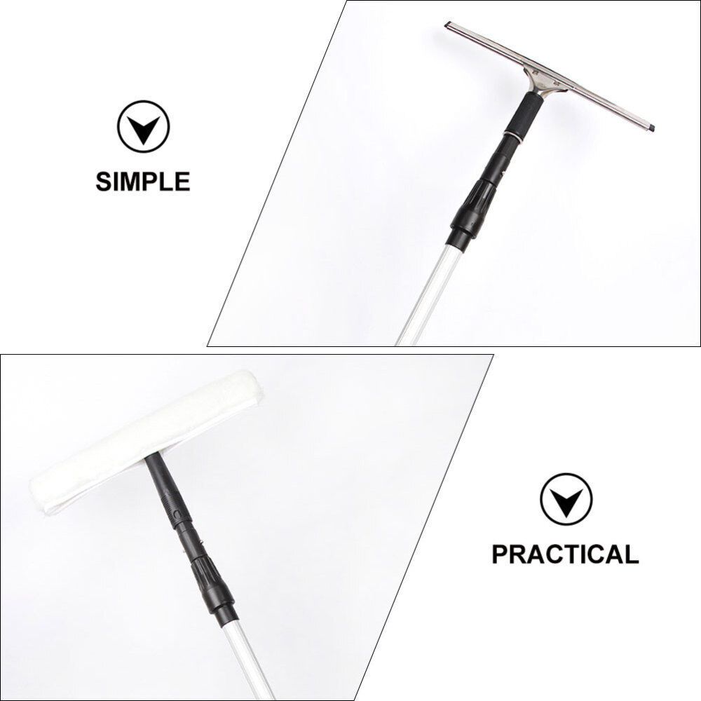 Glass Squeegee with Extension Pole for Bathroom Tile,Mirror,Streak-Free ...