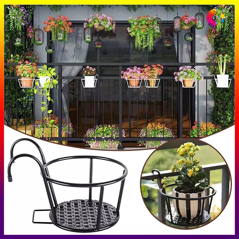 Iron Art Balcony Flower Pot Hanging Baskets Plant Racks Wrought Thicken ...