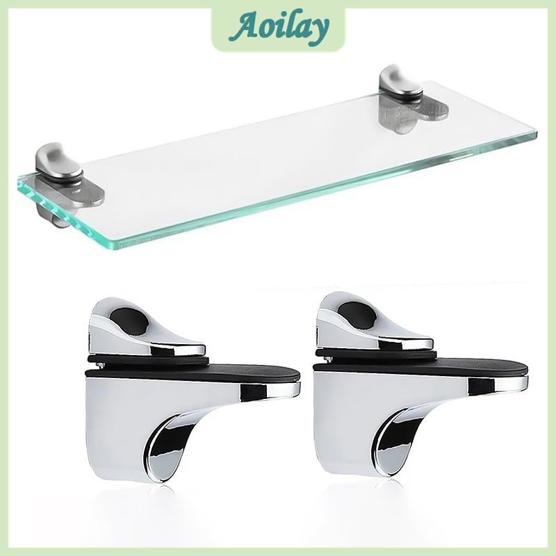 2PCS Glass Shelf Clamp 3-21mm Adjustable Glass Shelves Clamp Bathroom Glass Bracket Fixing Clip ...