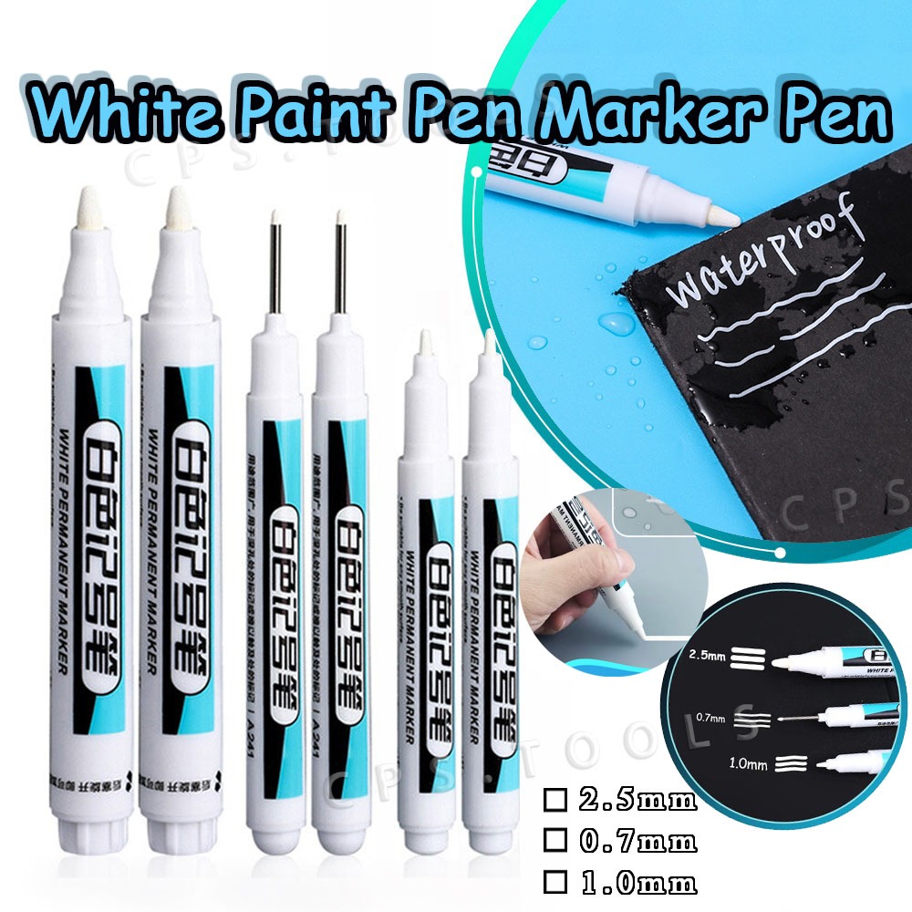 White Paint Pen Marker Pen Waterproof Permanent Oil-Based Pen Wood Stone  Plastic Leather Glass