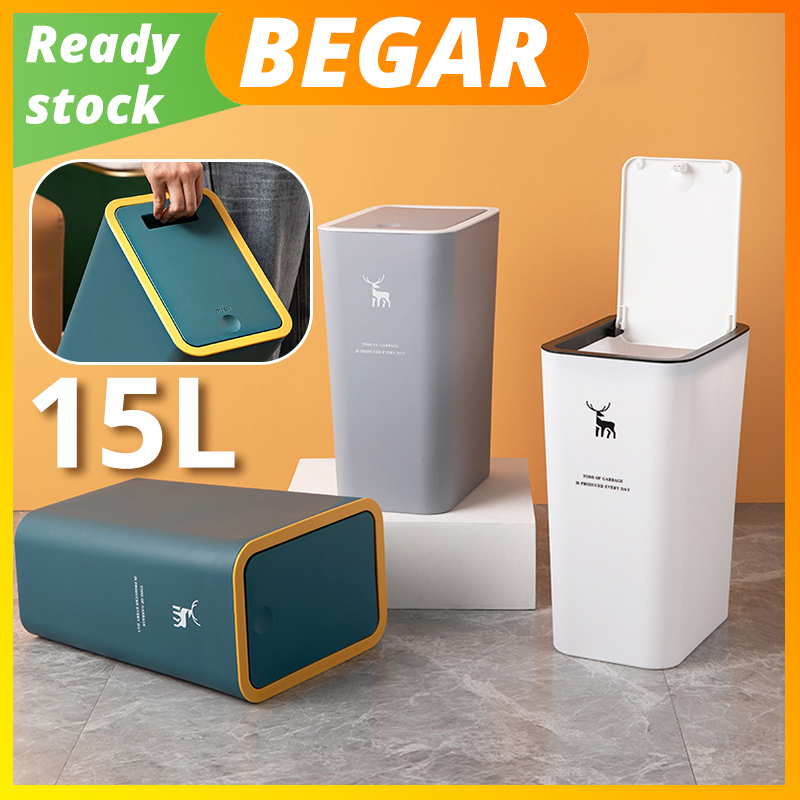 15L Rectangular Trash Can Big Kitchen Bathroom Toilet Trash Can Living ...