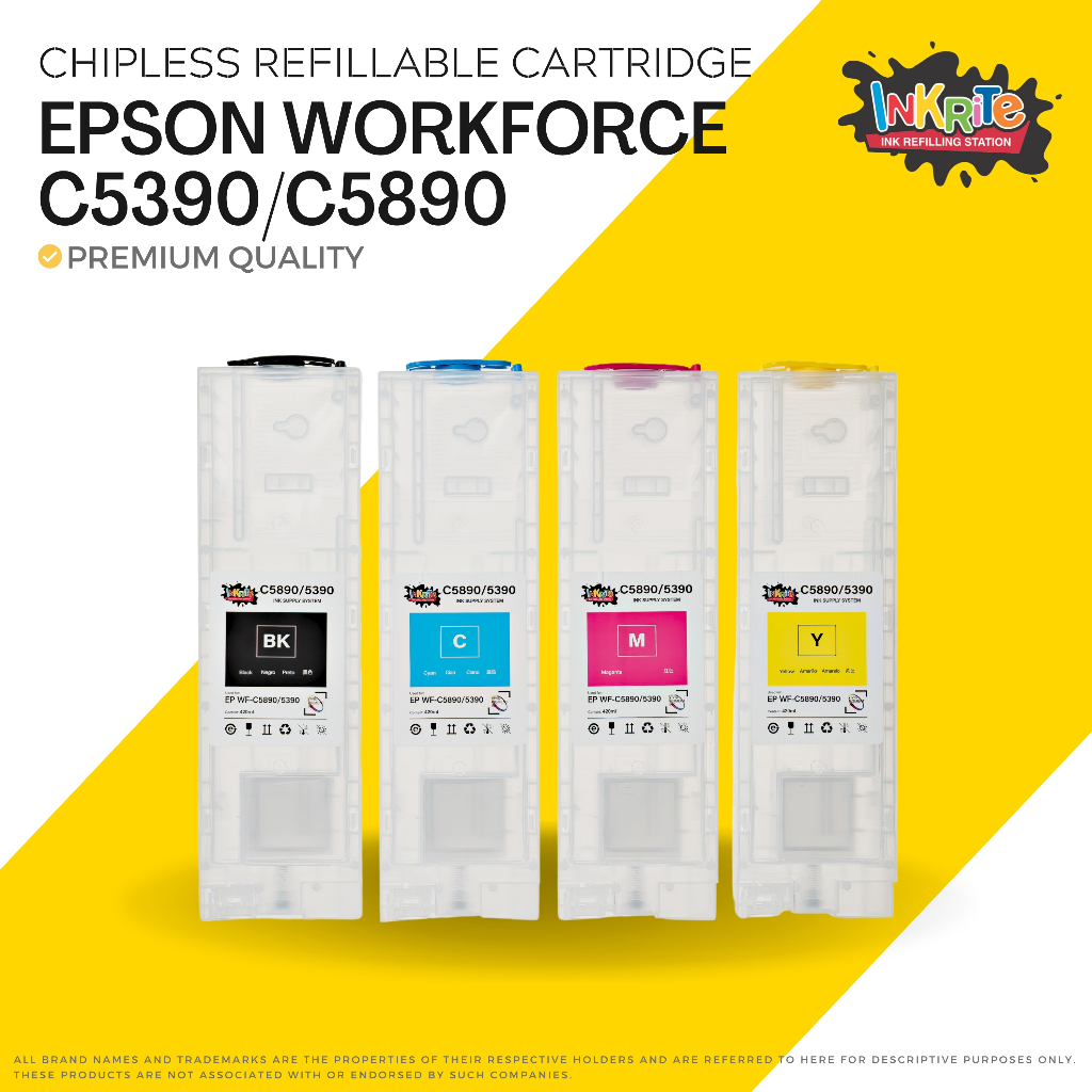 Inkrite Chipless Refillable Ink Cartridge for Epson WorkForce WF-C5390 ...