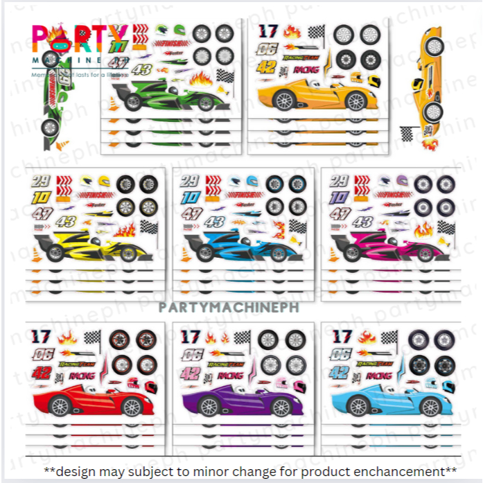 16sheets racing car diy stickers / racing cars loot bag fillers / hot ...
