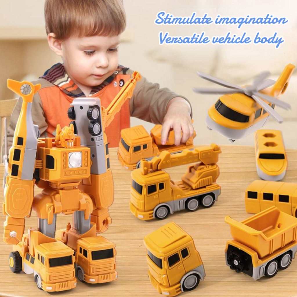 Magnetic Transform Engineering Car Assembled Toys, Magnetic Cars And Trucks 35PCS Magnetic Robocar Set 7 1 Construction Vehicle Robot Toys Set Storage Box - View #3