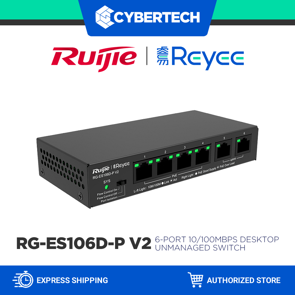 Ruijie Reyee RG-ES106D-P V2 6-port 10/100Mbps Desktop Unmanaged Switch ...