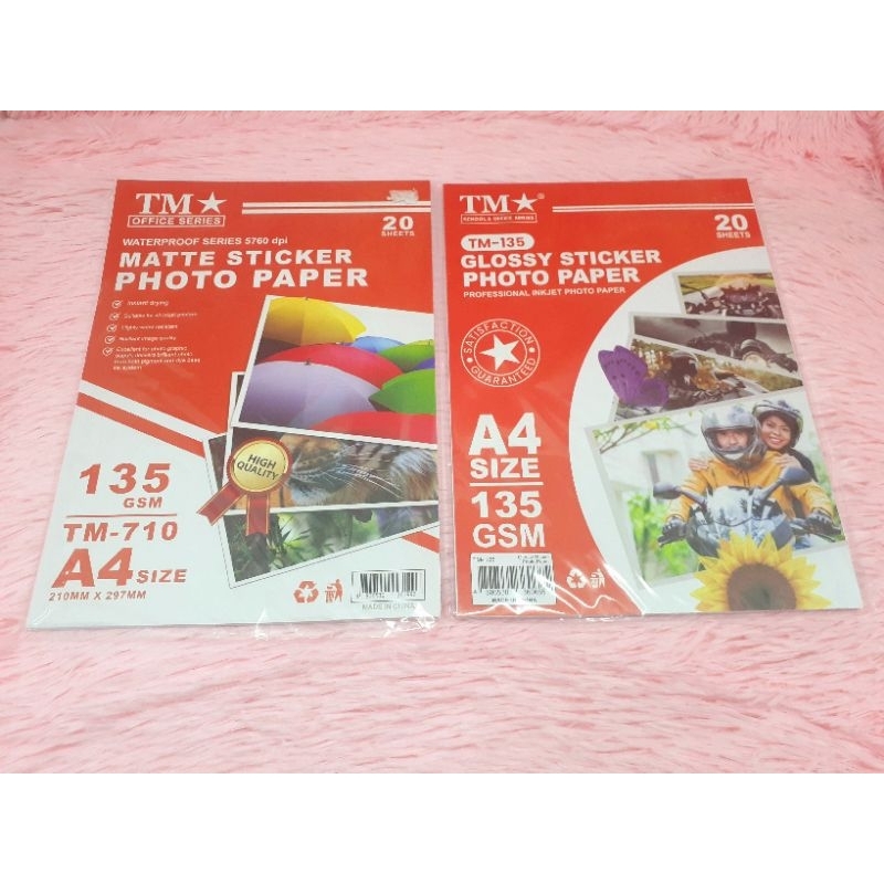 TM SCHOOL AND OFFICE SERIES PHOTO PAPER A4 20 SHEETS 135GSM | Shopee ...