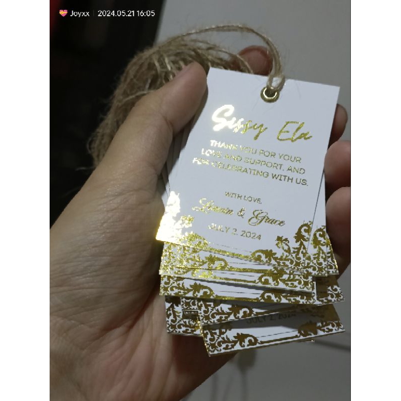 10pcs foiled gift tags with eyelet and jute string GOLD print | Shopee ...