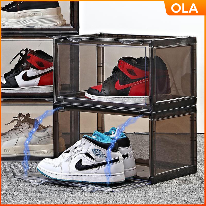 Transparent Shoe Box Magnetic Shoe Storage Boxes Shoe Rack With Cover ...