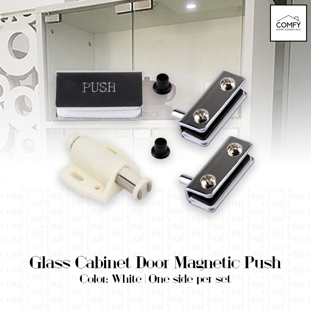 thumbnail image 2 of Ufurmate Glass Hinge Set 2 Set Adjustable Frameless Glass Door Pivot Hinges Double Magnetic Touch Latch Black Cabinet Hinge Clamp Replacement Kit For 5 6 Mm Free Swinging Glass Door 2 of 13