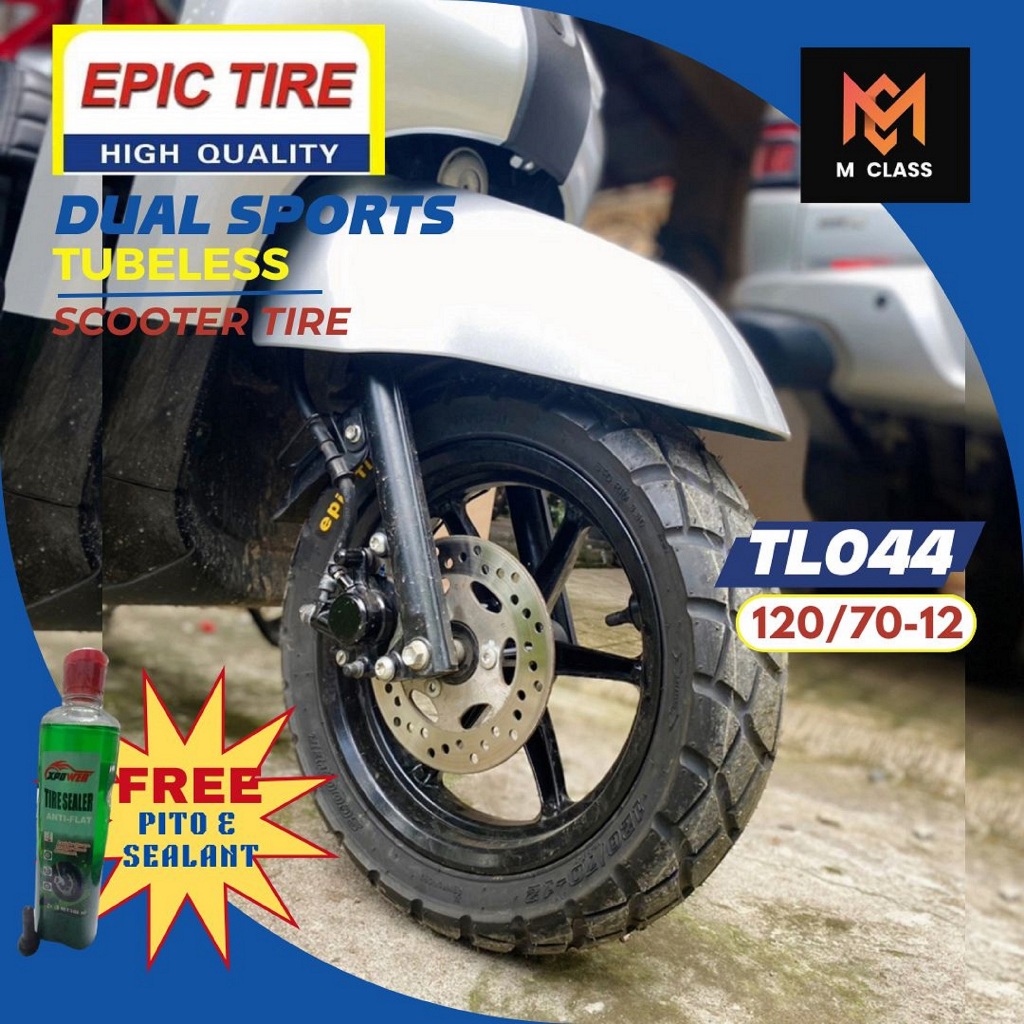 R12 TL044 DUAL SPORTS SCOOTER TUBELESS TIRE FOR GRAVIS, FAZZIO EPIC