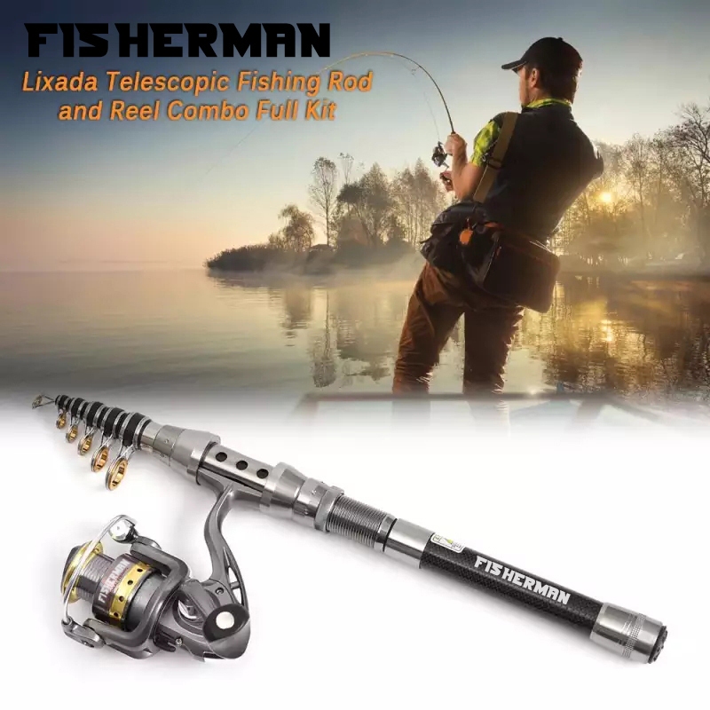 2.1M portable telescopic rotating fishing rod and reel combination ...