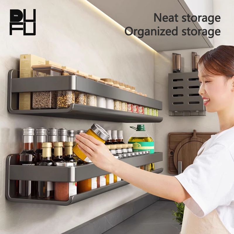 DUFU Wall Mounted Condiments Organizers Rack Kitchen Hanging Rack ...