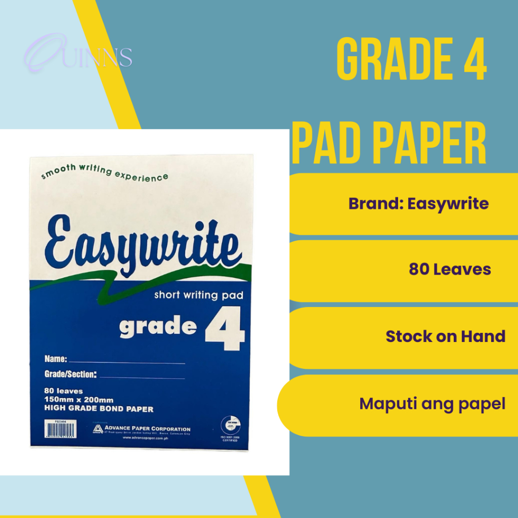 Easywrite Grade School Pad Paper Grade 1,2,3,4 | Shopee Philippines