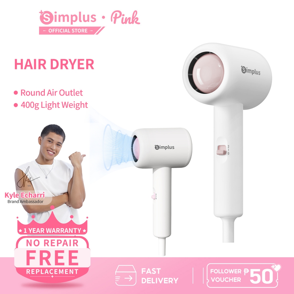 SimplusPink Hair Dryer Essential ThermoProtect CFJH004 (Quick Dry ...