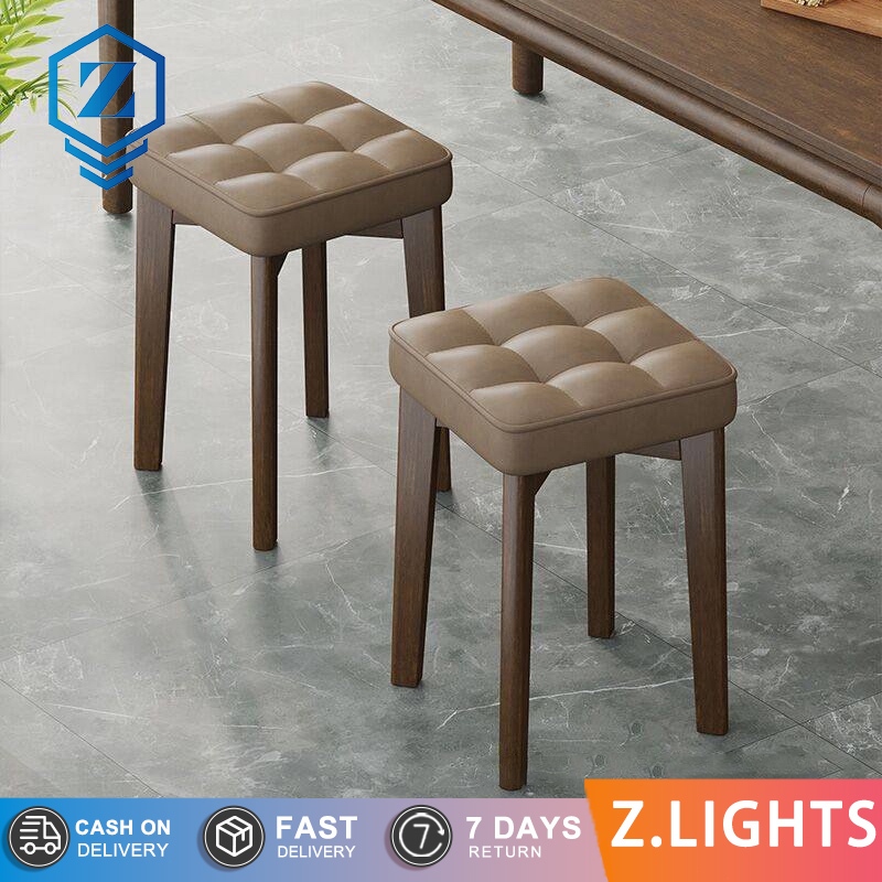 Modern minimalist solid wood soft seat stools and small square stools ...
