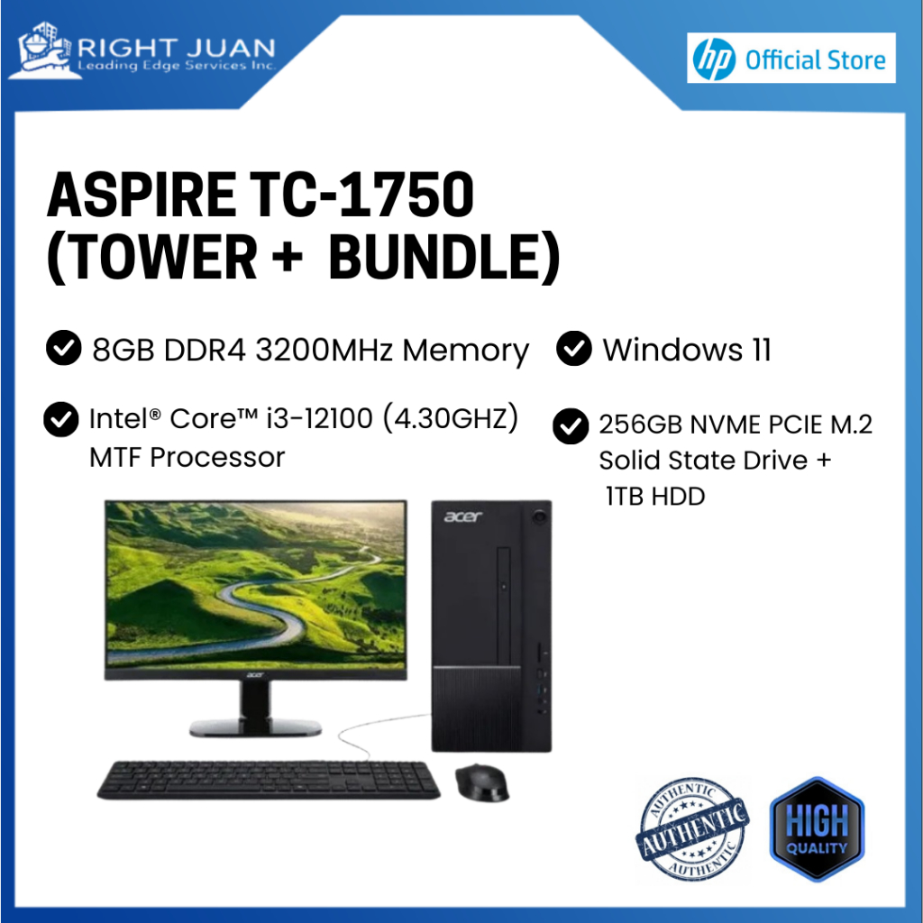 Aspire TC-1750 (Tower + Monitor Bundle) | Shopee Philippines