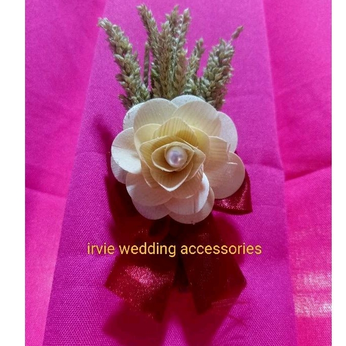 chest corsage with pin dried flower/satin ribbon | Shopee Philippines